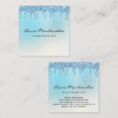 ブルーグリッタードリップミニマルプロフェッショナル スクエア名刺 (正面/裏面)