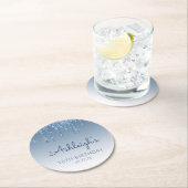 ブルーグリッタードリップ18thバースデーパーティー ラウンドペーパーコースター (インサイチュ)