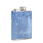 ブルーグリッタードリパーソナライズされたップ フラスク (右)
