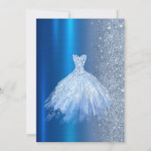 ブルーグリッタードレスメタリックブルースウィート16 招待状 (裏面)