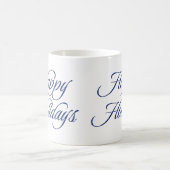 ブルーグリッターハッピーホリデーズギフトマグ コーヒーマグカップ (中央)