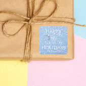 ブルーグリッターハッピーホリデー スクエアシール