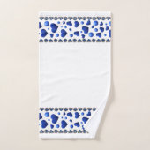 ブルーグリッターハートバスタオルセット バスタオルセット (ハンドタオル)