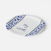 ブルーグリッターハート紙プレート ペーパープレート (アングル)