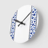 ブルーグリッターハート ラウンド壁時計 (傾斜)