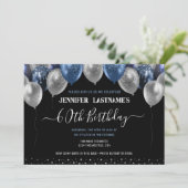 ブルーグリッターバルーン60th誕生日パーティー 招待状 (スタンド正面)