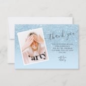 ブルーグリッターパステル感謝していフォトユースウィート16 サンキューカード (正面)