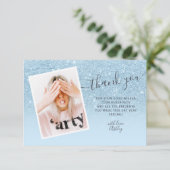 ブルーグリッターパステル感謝していフォトユースウィート16 サンキューカード (スタンド正面)