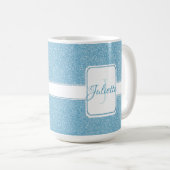ブルーグリッターパーソナライズされたコーヒーマグ コーヒーマグカップ (正面右)