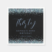 ブルーグリッターパーソナライズされたバースデーパーティー スタンダードカクテルナプキン (正面)