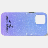 ブルーグリッターパープルシモノグラムのックIの電話ケース Case-Mate iPhoneケース (裏面 (横))