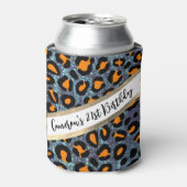 ブルーグリッターヒョウガーリーチータシック誕生日 缶クーラー (缶正面)