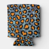 ブルーグリッターヒョウガーリーチータシック誕生日 缶クーラー (裏面)