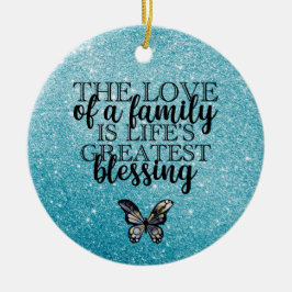 ブルーグリッターファミリー引用文 セラミックオーナメント