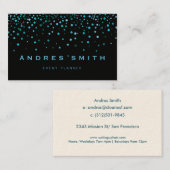 ブルーグリッターフェイクフォイル紙吹雪ブラック 名刺 (正面/裏面)