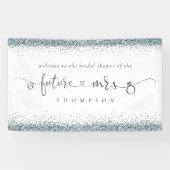 ブルーグリッターフューチャーMrs.ようこそブライダルシャワー 横断幕 (横)