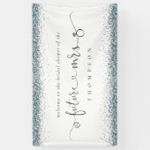 ブルーグリッターフューチャーMrs.ようこそブライダルシャワー 横断幕 (縦)