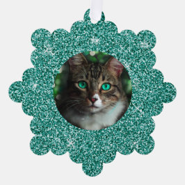 ブルーグリッターフレームクリスマス オーナメントカード