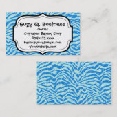 ブルーグリッタープリントゼブラストライプパターン 名刺 (正面/裏面)