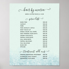ブルーグリッターヘアサロンスパ価格表ポスター ポスター
