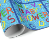 ブルーグリッターベビーシャワーラッピング紙 ラッピングペーパー (ロールコーナー)