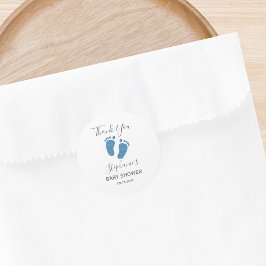 ブルーグリッターベビー足ありがとう ラウンドシール