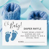ブルーグリッターベビー足おむつラッフル エンクロージャーカード