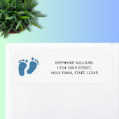 ブルーグリッターベビー足差出人住所 ラベル