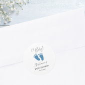 ブルーグリッターベビー足 ラウンドシール