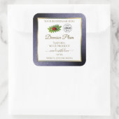 ブルーグリッターホワイト金ゴールド製品ラベルLadybugロゴ スクエアシール (バッグ)