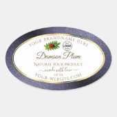 ブルーグリッターホワイト金ゴールド製品ラベルLadybugロゴ 楕円形シール (正面)