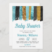 ブルーグリッターボーイベビーシャワー招待状 招待状 (正面/裏面)