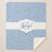 ブルーグリッターモノグラム シェルパブランケット (正面)