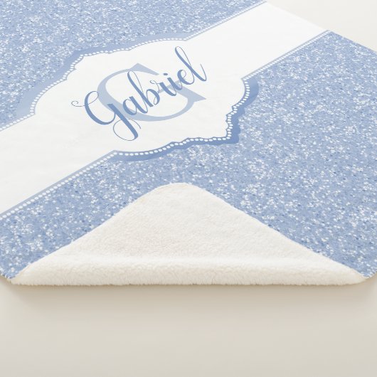 ブルーグリッターモノグラム シェルパブランケット (3/4)