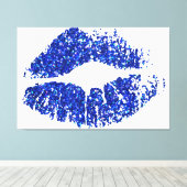 ブルーグリッターリップ キャンバスプリント (インサイチュ (ウッドフロア))