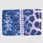 ブルーグリッターレオパード印刷 ゴルフタオル (横)