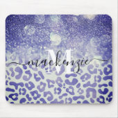 ブルーグリッターレオパード印刷 マウスパッド (正面)