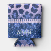 ブルーグリッターレオパード印刷 缶クーラー (正面)