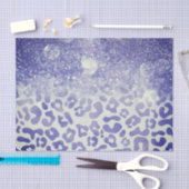 ブルーグリッターレオパード印刷 薄葉紙 (クラフト)