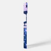 ブルーグリッターレオパード印刷 iPhoneケース (右側面)