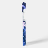 ブルーグリッターレオパード印刷 iPhoneケース (左側面)