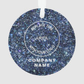 ブルーグリッターロゴ企業の名メリークリスマス オーナメント (裏面)