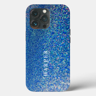 ブルーグリッター名前をカスタムするケース – メイトiPhoneケース iPhone 13 Proケース