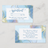 ブルーグリッター水彩ファッションモダンアポイントメント 名刺 (正面/裏面)