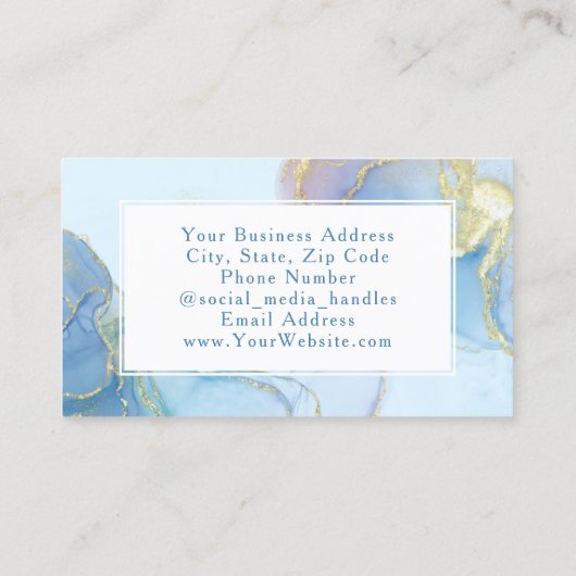 ブルーグリッター水彩ファッションモダンアポイントメント 名刺 (裏面)