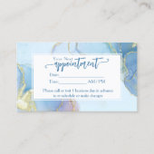 ブルーグリッター水彩ファッションモダンアポイントメント 名刺 (正面)