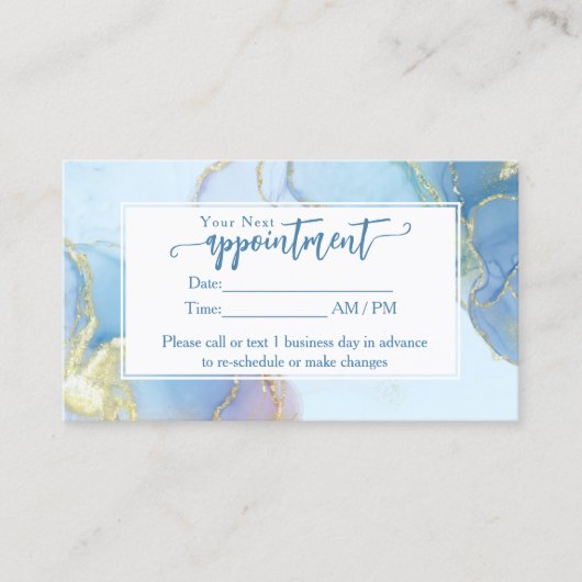 ブルーグリッター水彩ファッションモダンアポイントメント 名刺 (正面)