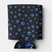 ブルーグリッター犬の足パターンモノグラム 缶クーラー (裏面)