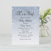 ブルーグリッター男の子の赤ちゃんシャワー招待状 招待状 (スタンド正面)
