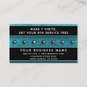 ブルーグリッター白黒メイクアップアーティストヘアサロン 予約カード (裏面)